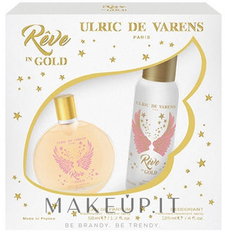 Coffret Ulric De Varens : Reve In Gold Eau De Parfum pour femme 50 ml + Reve In Gold Déodorant Spray pour femme 125 ml 