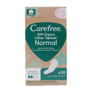 Carefree Panty Liners 100% Organic Cotton Normal Stretch, 30 Pieces 