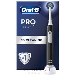Oral-B Cepillo de Dientes Eléctrico Recargable Series 1 Negro Con 2 Cabezales de Recambio 