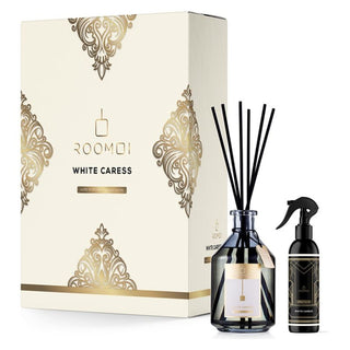 Roomoi White Caress 200 ml + Spray Room 100 ml + Sticks — Set regalo