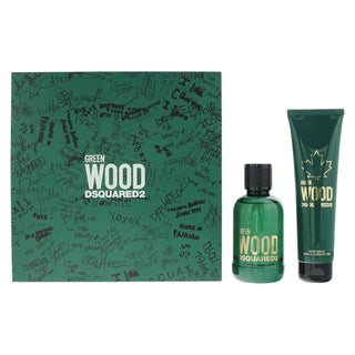 Dsquared 2 Set: Green Wood Eau De Toilette Men 100 ml + Green Wood shower gel All Skin Types 150 ml 