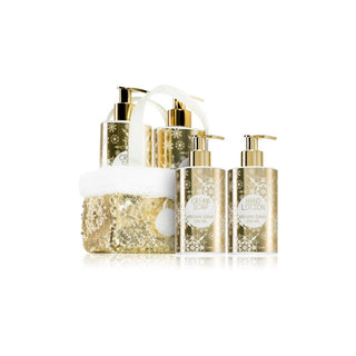Set Vivian Gray: Crema de manos hidratante Golden Glitters 250 ml + Jabón líquido limpiador Golden Glitters 250 ml 