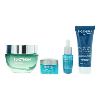 Conjunto Biotherm: Aquasource Night Spa Bálsamo facial 20 ml + Aquasource Hyalu Gel 50 ml + Life Plankton Creme de contorno de olhos 5 ml + Life Plankton Elixir Sérum 5 ml 