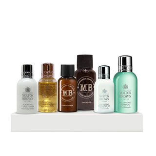 Hair Therapy Discovery Set Molton Brown: Champô Indian Cress 30 ml + Amaciador 30 ml + Amaciador Mandarim e Sálvia Esclareia 30 ml + Champô Kumudu 50 ml + Amaciador Kumudu 30 ml + Champô Mandarim e Sálvia Esclareia 30 ml 