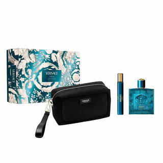 Versace Eros Eau de Parfum Premium-Geschenkset EDP 100 ml, EDP-Miniatur 10 ml und Kosmetiktasche 100 ml 