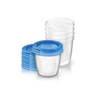 Avent Contenitori per latte materno 5 x 180 ml 5 coperchi — Contenitore latte