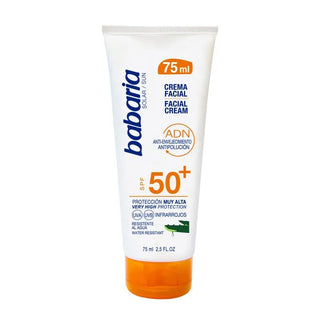 Babaria Crema Viso SPF 50 Aloe Vera Resistente all'Acqua 75 ml — Crema solare viso