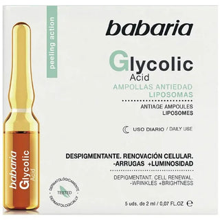 Ampollas para la renovación celular con ácido glicolico Babaria 5 x 2 ml 