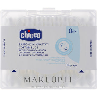 Chicco Bastoncini di cotone con protezione del timpano 60 pezzi — Bastoncini di cotone