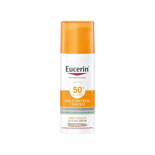 Eucerin Crema Gel Controllo Olio Colore Medio SPF50+ 50ml — Crema gel solare colorata