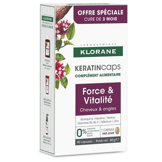 Klorane Keratincapsule Styrke og Vitalitet 3x30 kapsler 