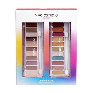 Magic Studio Powerful Cosmetics Magic Paleta Doble Matte y Metal 24 Colores 