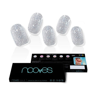Nooves Fogli unghie gel glitterato premium glamour Dazzling Diva grigio 20 unità — Fogli per unghie in gel