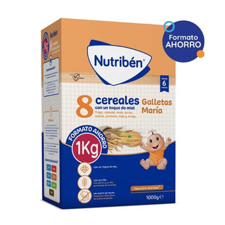 Nutriben 8 Cereali con un tocco di miele e biscotti María 1 kg — Cereali per bambini