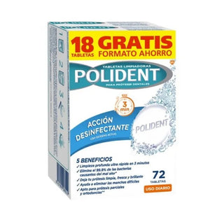 comprimidos limpiadores Polident 72 unidades 