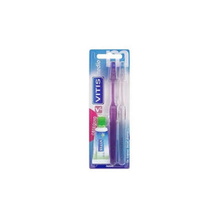 Vitis Doppelpack Mittel Bürste + Antikaries 15ml 