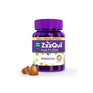 Vicks Zzzquil Natura Melatonina Sabor Mango y Banana 30 Unidades 