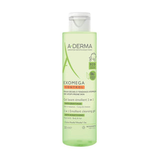 A-Derma Rensegel til tør hud med atopisk tendens 2 i 1 Exomega Control (Rensegel) 200 Ml 