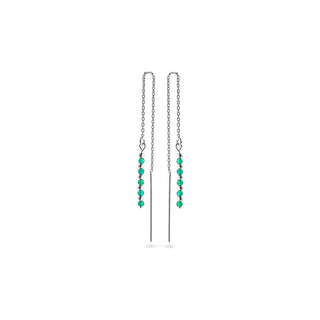 Again jewelry Orecchini Catena Argento Smeraldo — Orecchini