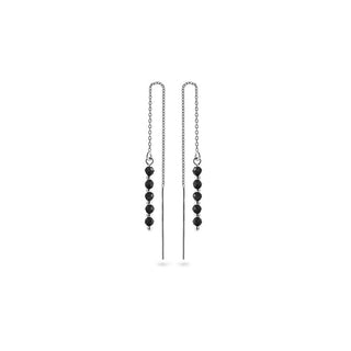 Again Jewelry Orecchini Catena Argento Spinello Nero Ajkns008 — Orecchini