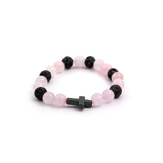 Agato Bracciale Di Perline Di Rosmarino Pietra Lavica Ematite Mink06 17 — Bracciale