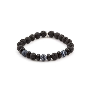 Agato Bracciale Di Perline In Pietra Lavica Howlite Mink63 19 Cm — Bracciale