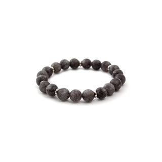 Agato Bracciale Con Perline Di Giada Grigia Mink87 17 Cm — Bracciale