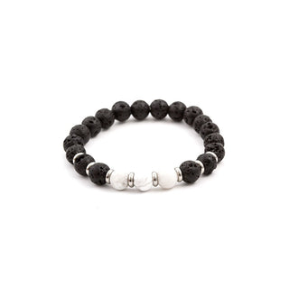 Agato Bracciale Perline Pietra Lavica Howlite MINK52 17 cm — Bracciale