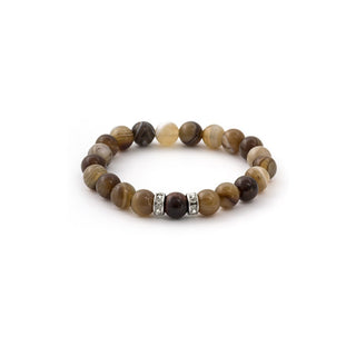 Agato Bracciale Perline Agata Botswana Occhio di Tigre 17 cm — Bracciale