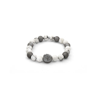 Agato Bracciale Perline Agata Howlite 19 cm — Bracciale