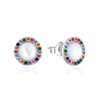 Agato Orecchini In Argento Con Zirconi Colorati Madreperla Agt-E203Pc — Orecchini