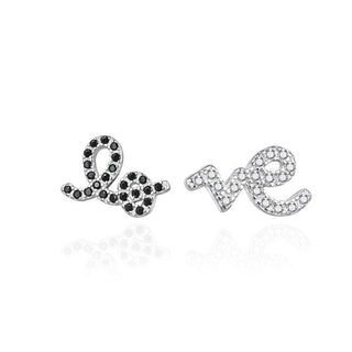 Agato Orecchini Asimmetrici In Argento Con La Scritta Love Agt-E211Pwbk — Orecchini