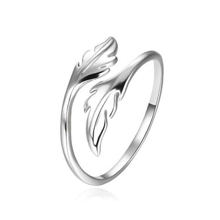 Agato Anello Aperto Argento Foglie 62 mm — Anello
