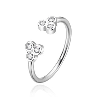 Agato Anello Aperto In Argento Con Zirconi Agt-R68W 57 mm — Anello