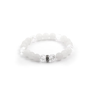 Agato Bracciale Con Perline Di Giadeite E Cristallo Mink29/17 — Bracciale
