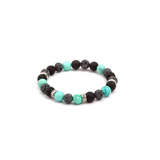 Agato Bracciale In Pietra Lavica E Perline Turchesi Mink100/18 — Bracciale