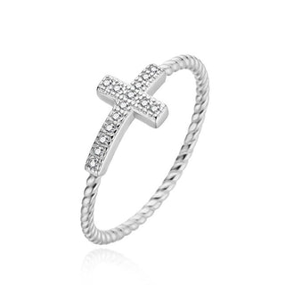Agato Anello Coordinato Argento Con Zirconi Cross AGT-R71W Circuito 54mm — Anello