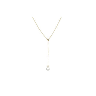 Agato Collana Flessibile Placcata Oro con Perla Autentica AGT-N003W-P-G — Collana