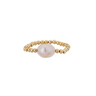 Alisia Gold-Plated Sphere Ring with Real Pearl Al4640.01.000.D - Size: 57 Mm 