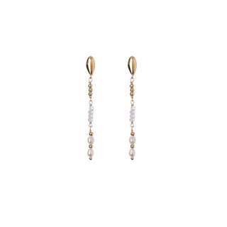 Alisia Long Earrings Gold-Plated with Real Pearls and Zirconia Al4814.01.000 
