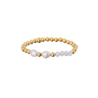 Alisia Pearl Ring Gold-Plated with Real Pearl Al4815-Gold - Size: 53 Mm 
