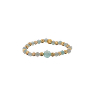 Alisia Gold Plated Bead Ring with Amazonite Al4072.01.011 - Size: 57 Mm 