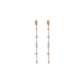 Alisia Gold Plated Drop Earrings with Real Pearl Al4923-Gold 