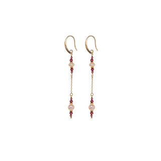Alisia Long Gold-Plated Earrings with Garnets and Real Pearls Al5183.01.029 