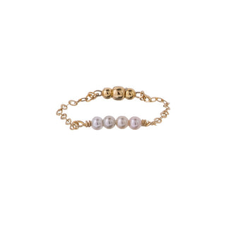 Alisia Gold-Plated Chain Ring with Synthetic Pearls Al5168.01.000.D - Size: 53 Mm 