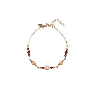 Alisia Stunning Gold-Plated Bracelet with Authentic Pearls and Garnets Al5182.01.029 