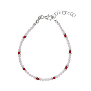 Alisia Bracelet with Agate Beads and Red Coral Al3956-Silver-White Coral 