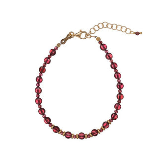 Alisia Bracelet Al4264-Gold-Garnet With Silver Beads Plated in Gold and Garnet 