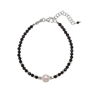 Alisia Bracciale Con Perle Di Spinello Nero E Perla Autentica AL4108 — Bracciale