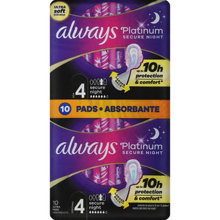 Always Assorbenti Igienici Secure Platinum Night 10 Pezzi — Assorbenti igienici